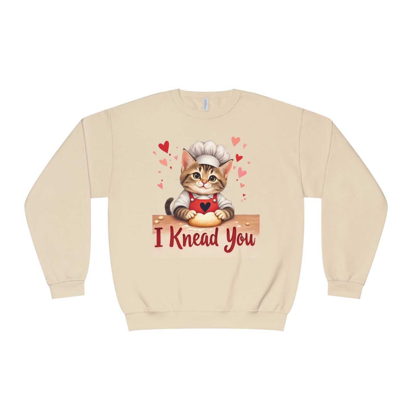 I Knead You - Cute Cat Baker Valentine's, Galentine's Day, Unisex Lightweight Crewneck Sweatshirt