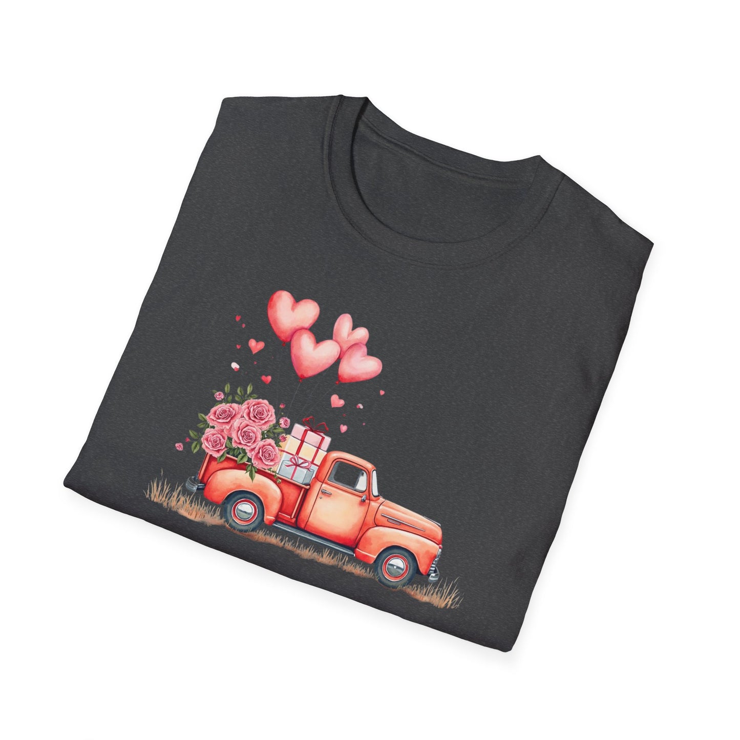 Vintage Valentine's Day Red Truck Sweatshirt | Romantic Love Truck Hoodie | Cute Valentine's Graphic Tee Unisex Soft style T-Shirt