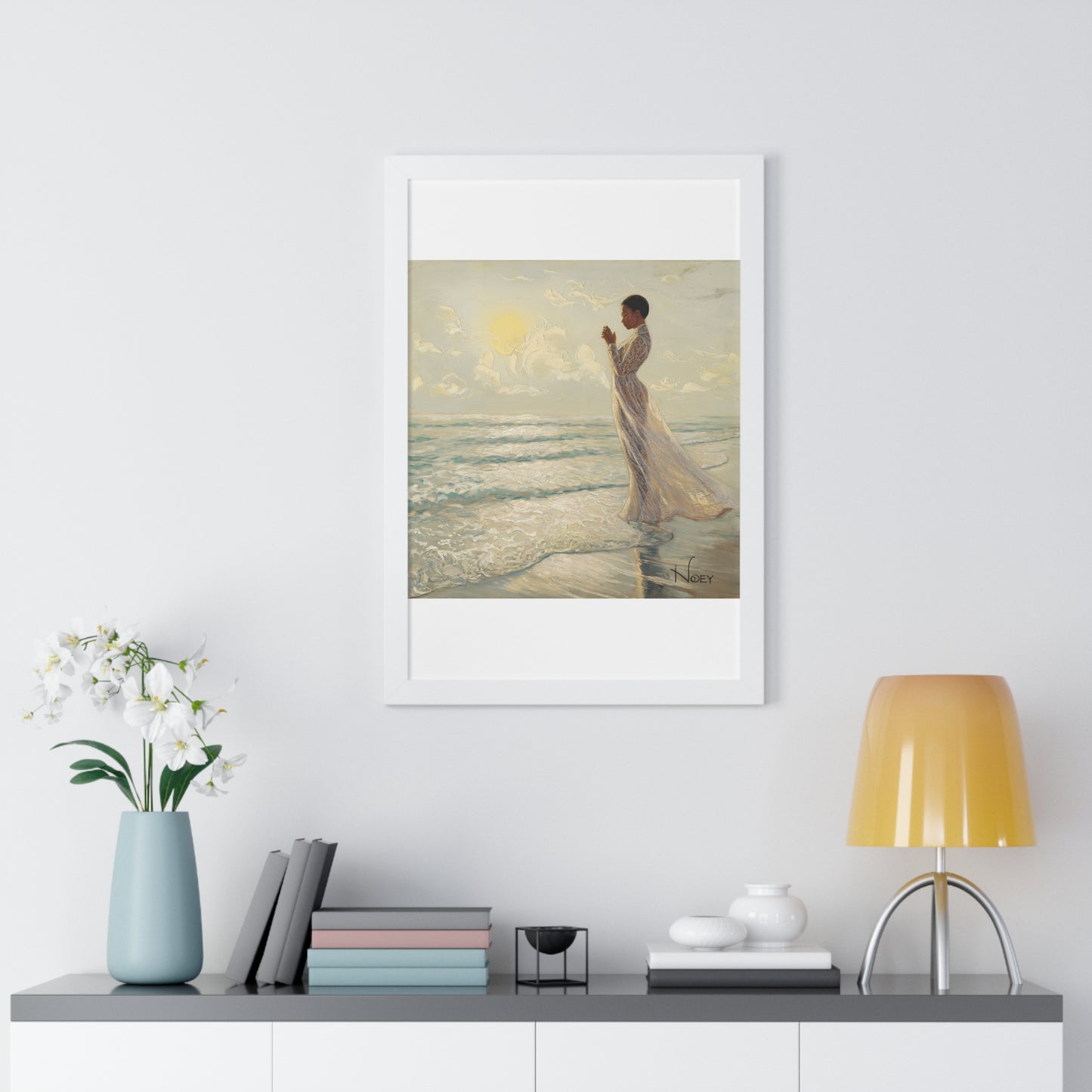Serenity by the Sea - Digital Oil Painting Framed Vertical Poster