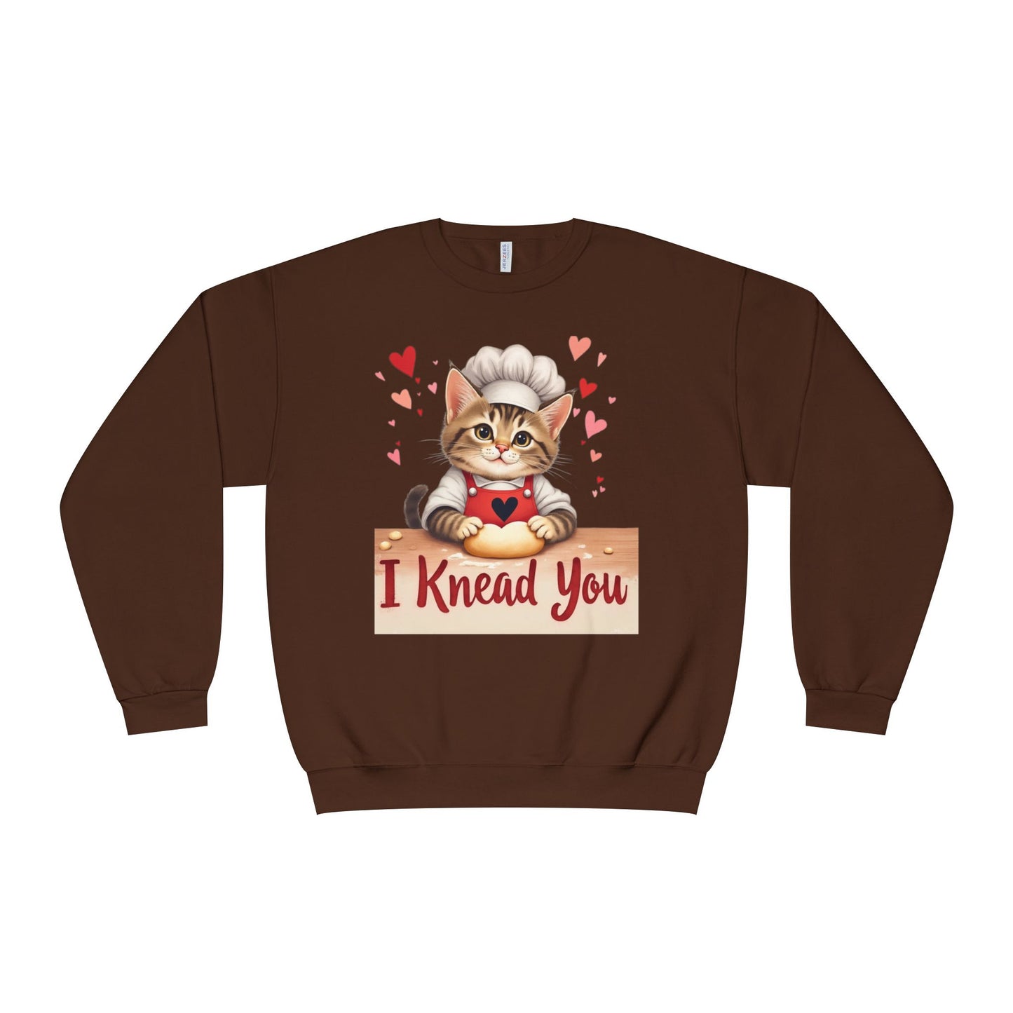 I Knead You - Cute Cat Baker Valentine's, Galentine's Day, Unisex Lightweight Crewneck Sweatshirt