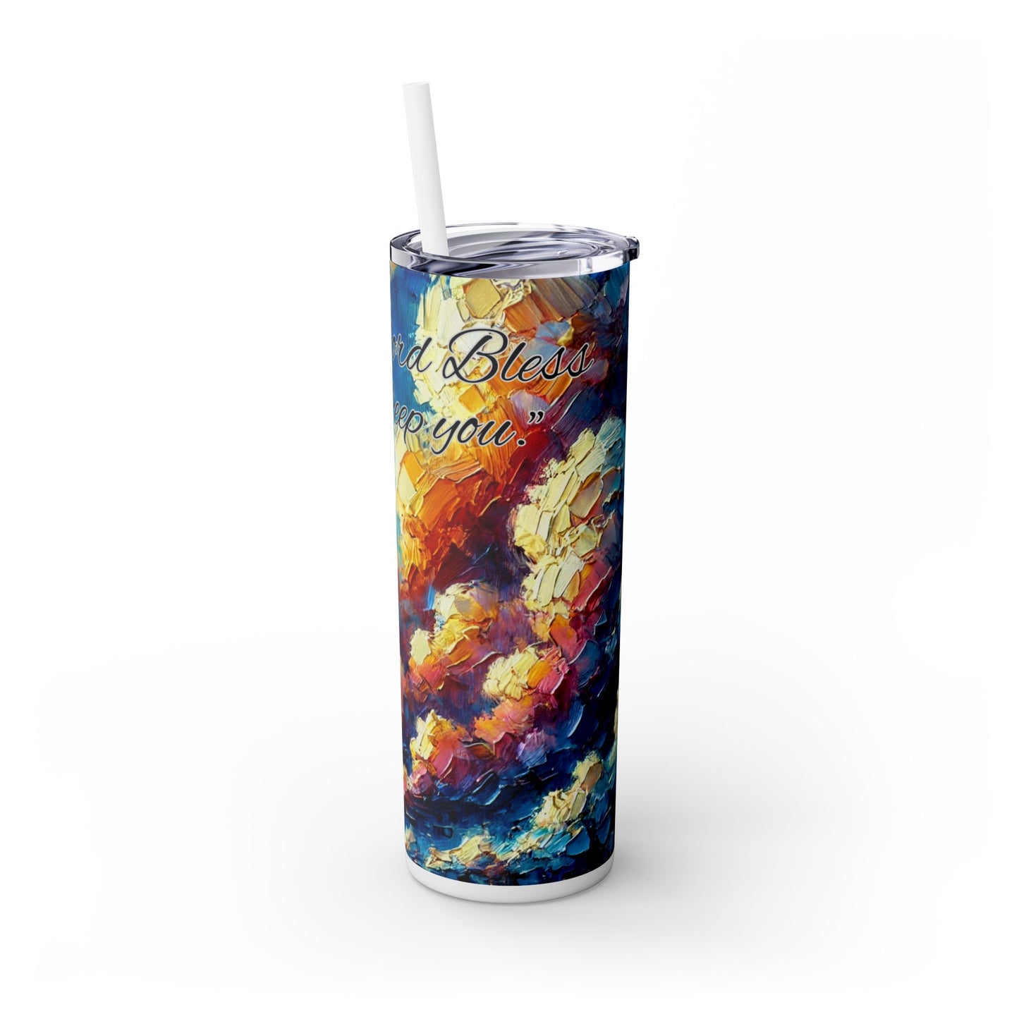 Vibrant Abstract Art Skinny Tumbler with Straw, 20oz