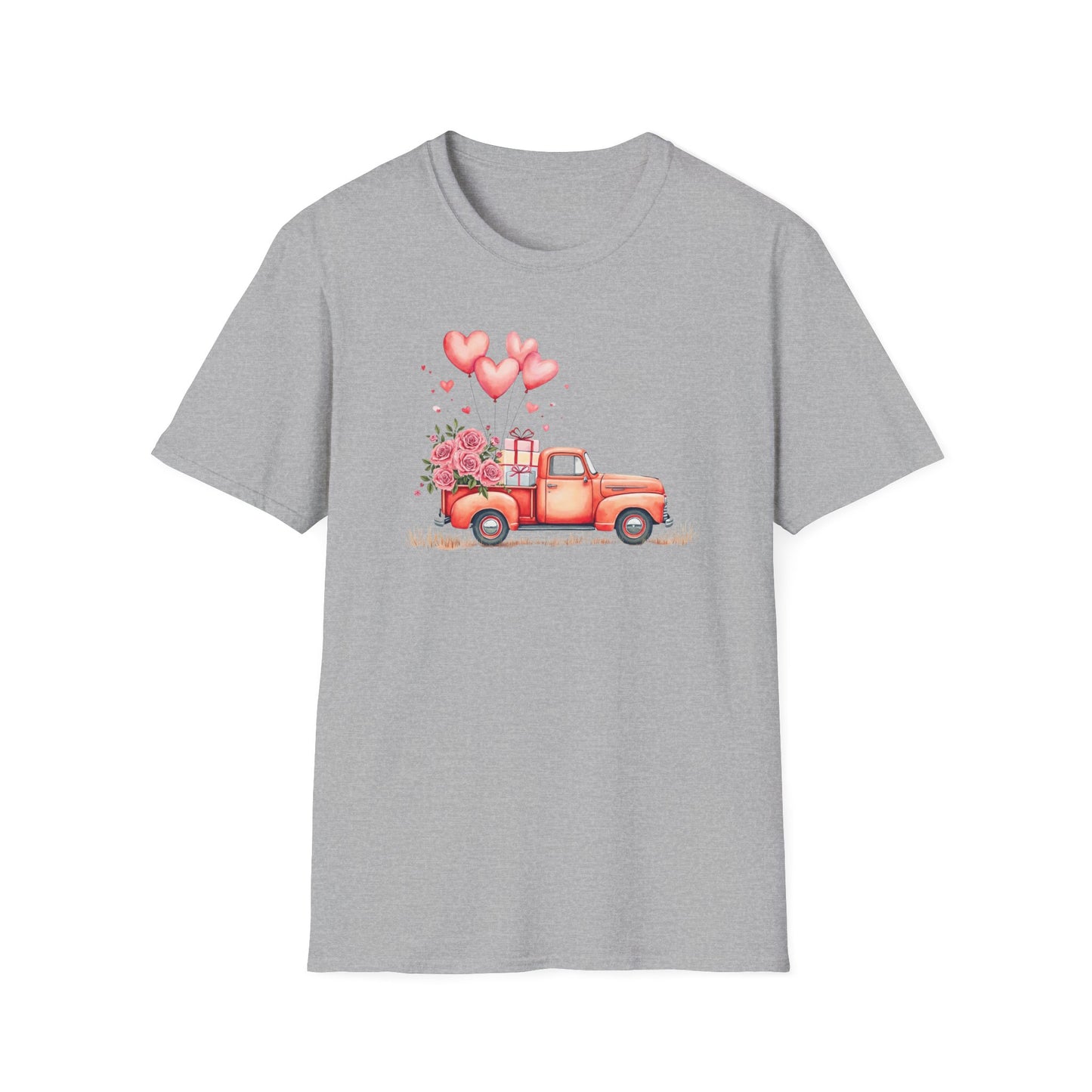 Vintage Valentine's Day Red Truck Sweatshirt | Romantic Love Truck Hoodie | Cute Valentine's Graphic Tee Unisex Soft style T-Shirt