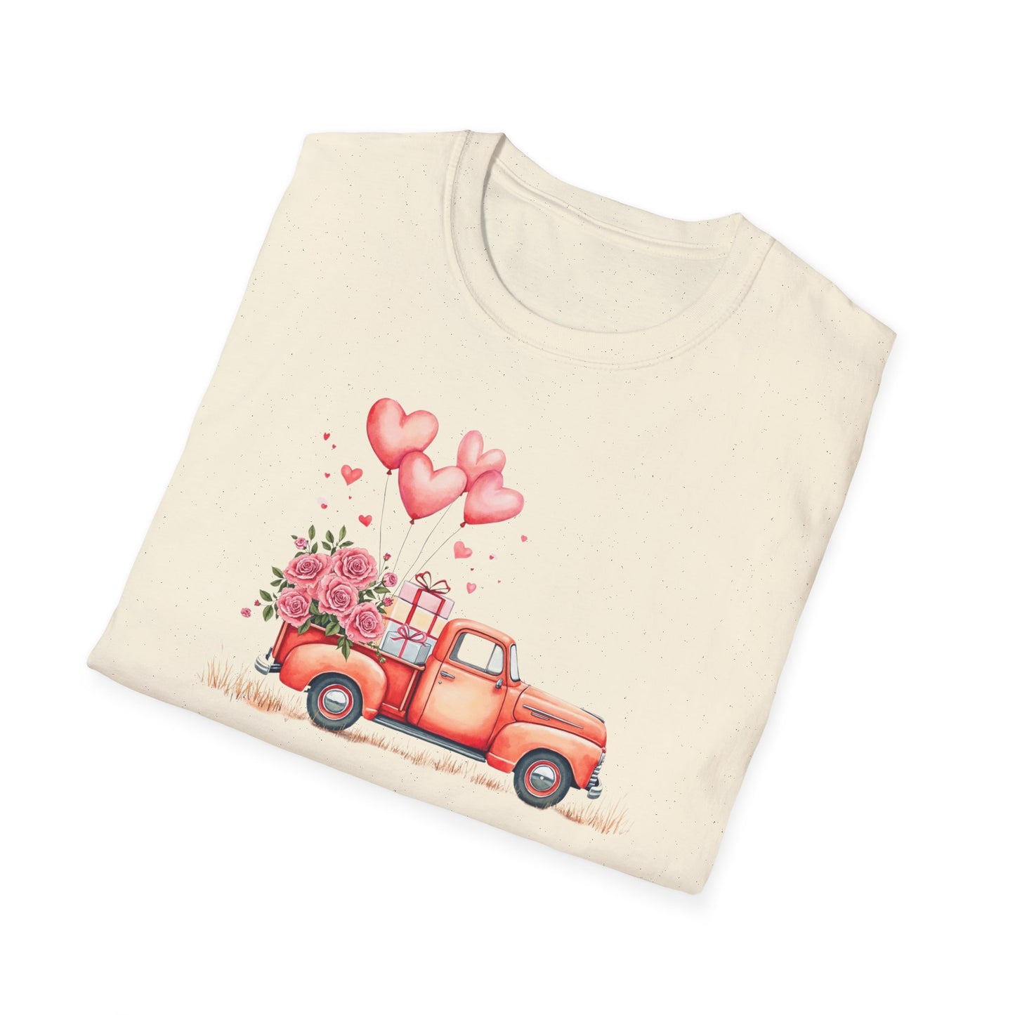 Vintage Valentine's Day Red Truck Sweatshirt | Romantic Love Truck Hoodie | Cute Valentine's Graphic Tee Unisex Soft style T-Shirt