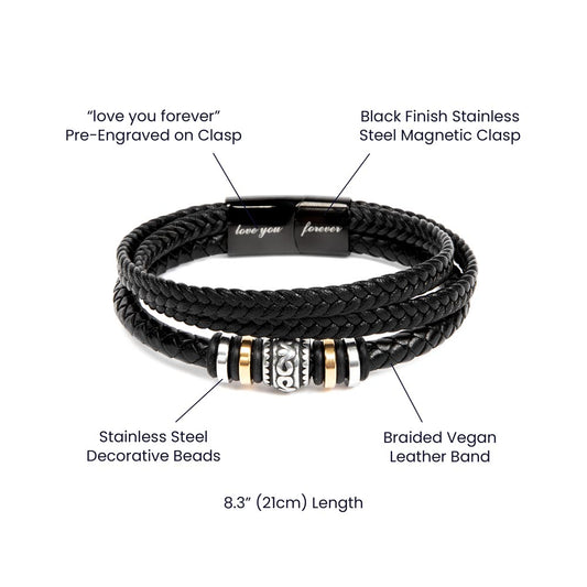 Personalized Braided Leather Bracelet with Engraving - Stylish Gift for Him