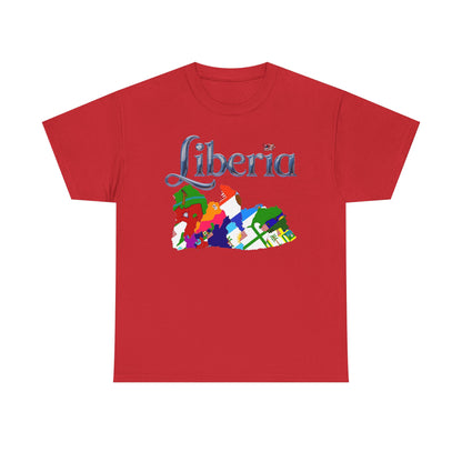 Colorful Liberia Map Tee, Unisex Cotton Shirt, Travel Souvenir, Gift for Adventurers, Map Lovers Apparel