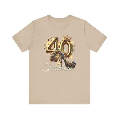 Fabulous 40 Birthday Tee, Unisex Short Sleeve T-Shirt, Party Attire, Birthday Celebration, Gift for Her, Fun Graphic Tee