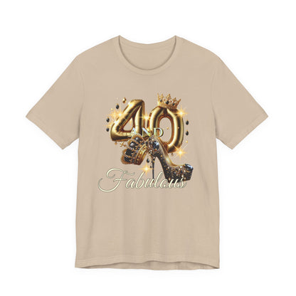 Fabulous 40 Birthday Tee, Unisex Short Sleeve T-Shirt, Party Attire, Birthday Celebration, Gift for Her, Fun Graphic Tee
