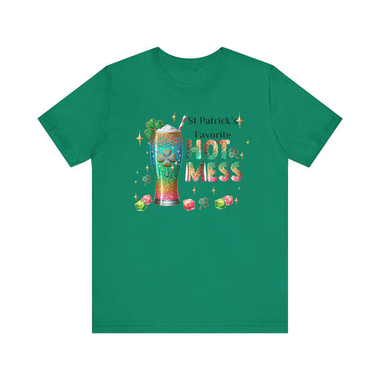 Celebrate St. Patrick's Day in style with this funny t-shirt, St Patrick Hot Mess Unisex Tee