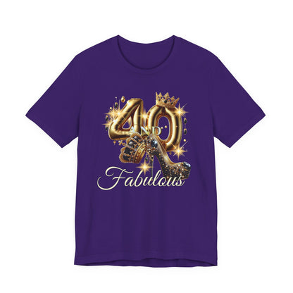 Fabulous 40 Birthday Tee, Unisex Short Sleeve T-Shirt, Party Attire, Birthday Celebration, Gift for Her, Fun Graphic Tee