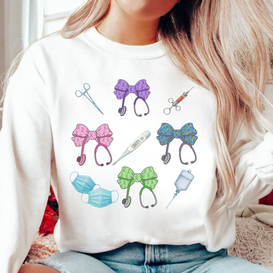 Medical Worker Nurse Gift Unisex Sweatshirt, Cancer Autism Autoimmune Awareness Crewneck Pullover, Nurses Week