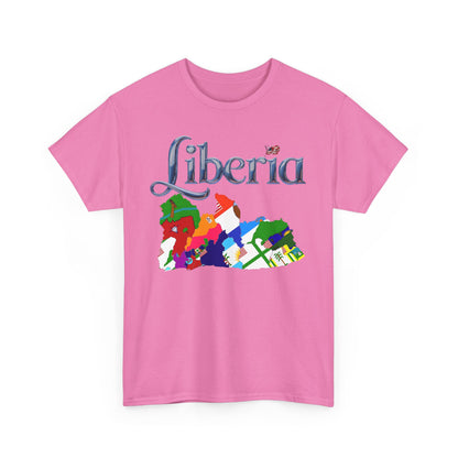 Colorful Liberia Map Tee, Unisex Cotton Shirt, Travel Souvenir, Gift for Adventurers, Map Lovers Apparel