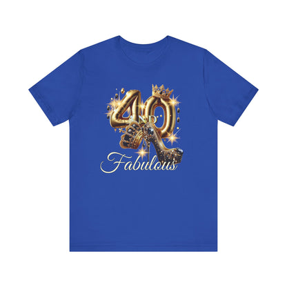 Fabulous 40 Birthday Tee, Unisex Short Sleeve T-Shirt, Party Attire, Birthday Celebration, Gift for Her, Fun Graphic Tee