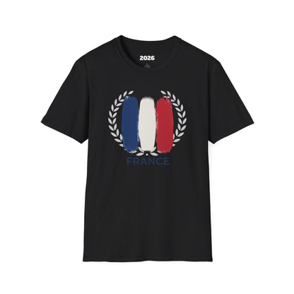 France Flag Brushstroke T-Shirt — French Tricolor Tee