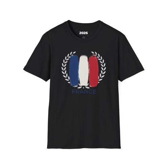 France Flag Brushstroke T-Shirt — French Tricolor Tee