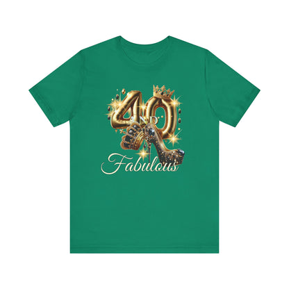 Fabulous 40 Birthday Tee, Unisex Short Sleeve T-Shirt, Party Attire, Birthday Celebration, Gift for Her, Fun Graphic Tee