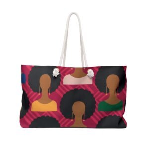 weekender bag, african heritage female silhouettes pattern, travel tote, overnight duffle, carry on luggage, ethnic print gym bag